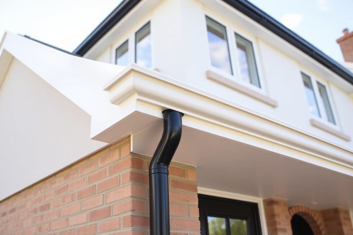 New black guttering installed on a modern Irish home
